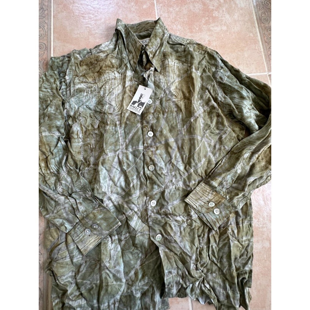 Inserch  button Long Sleeve shirt Green‎ Men size L New !